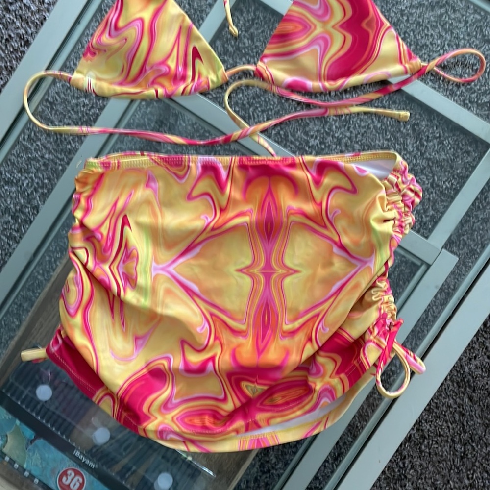 marbled bikini three piece set - Picture 3 of 4